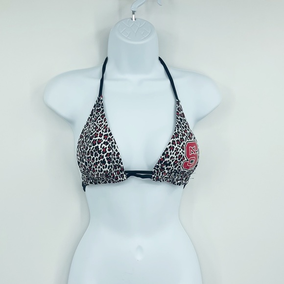 Vintage Y2K Deadstock NC State Leopard Bikini Top Size Small - Picture 6 of 6